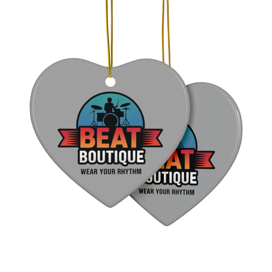 Drummer Logo Ceramic Ornament — 'Beat Boutique: Wear Your Rhythm' Holiday Decoration