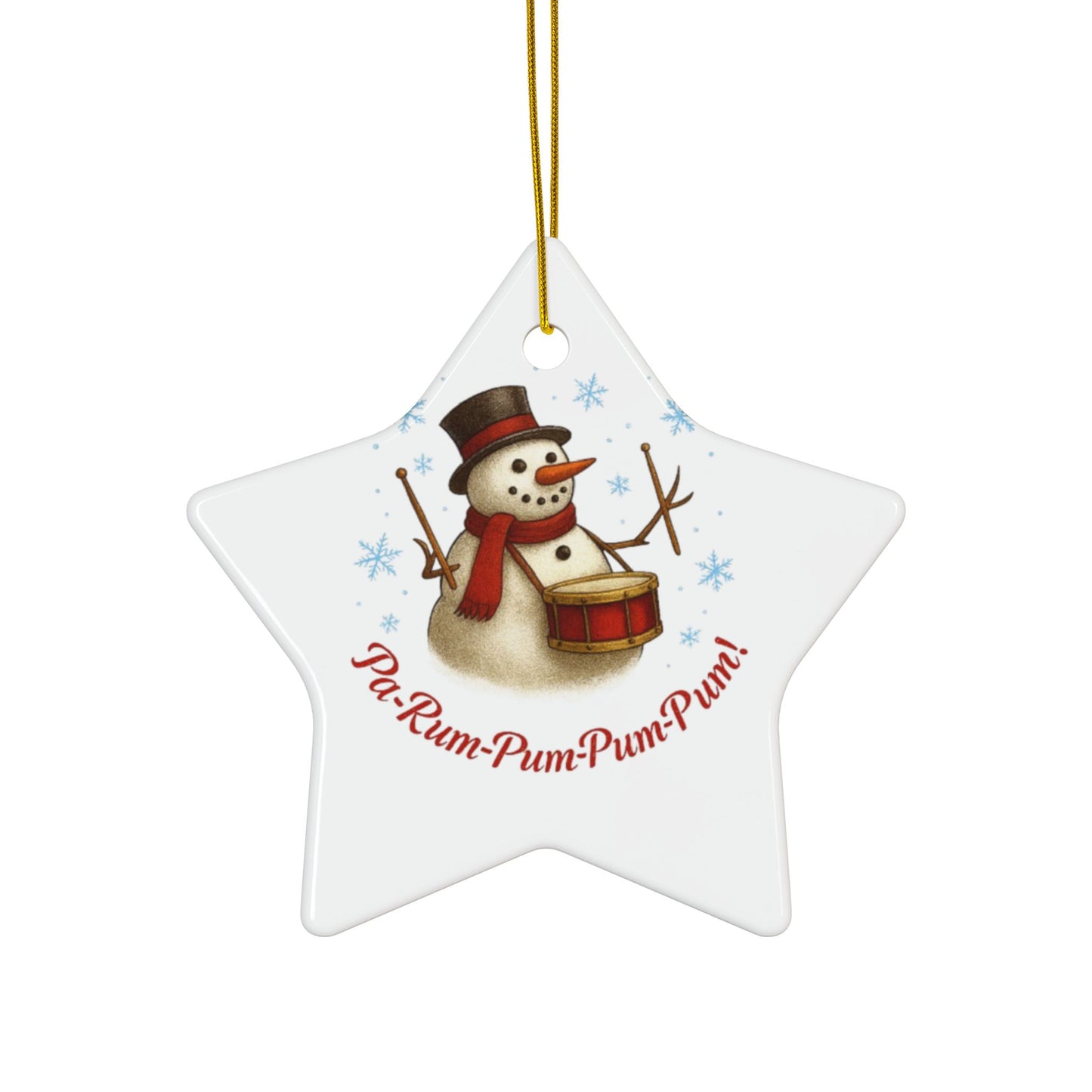 Ceramic Ornaments Snowman Drumming Decoration - 2-Side Print, 1pc, 3pcs, 5pcs, 10pcs