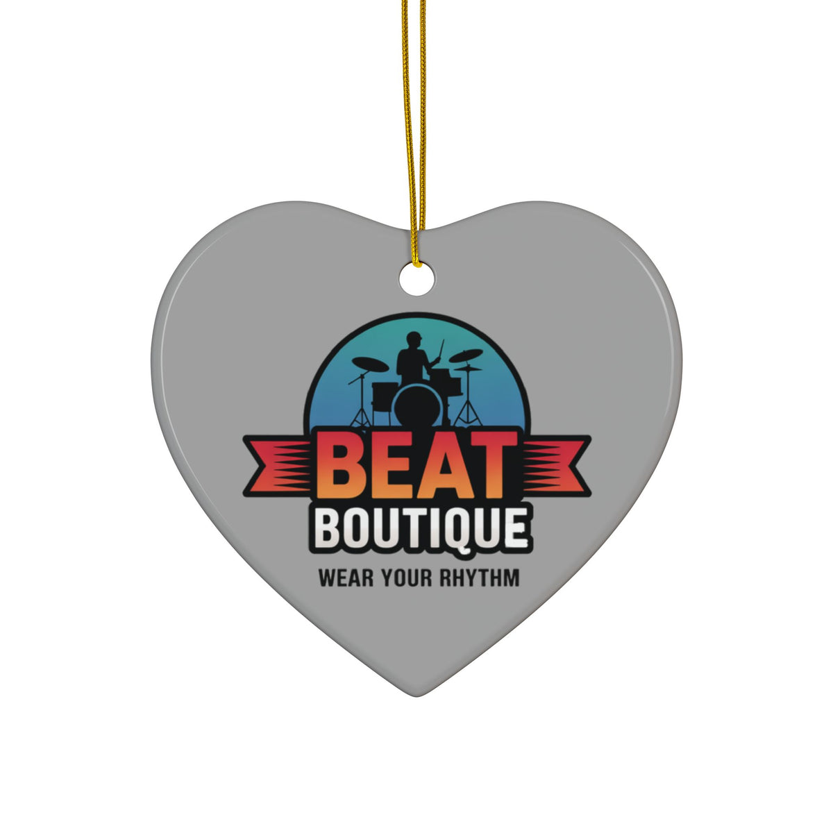 Drummer Logo Ceramic Ornament — 'Beat Boutique: Wear Your Rhythm' Holiday Decoration