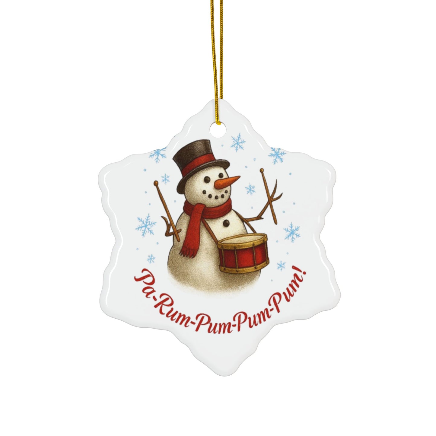 Ceramic Ornaments Snowman Drumming Decoration - 2-Side Print, 1pc, 3pcs, 5pcs, 10pcs