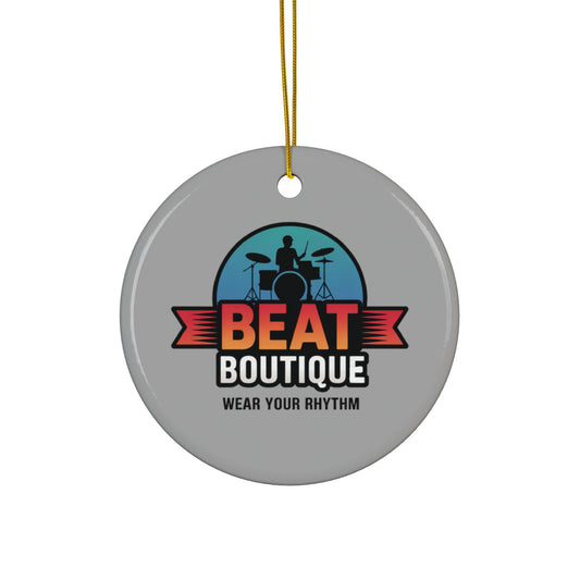 Drummer Logo Ceramic Ornament — 'Beat Boutique: Wear Your Rhythm' Holiday Decoration