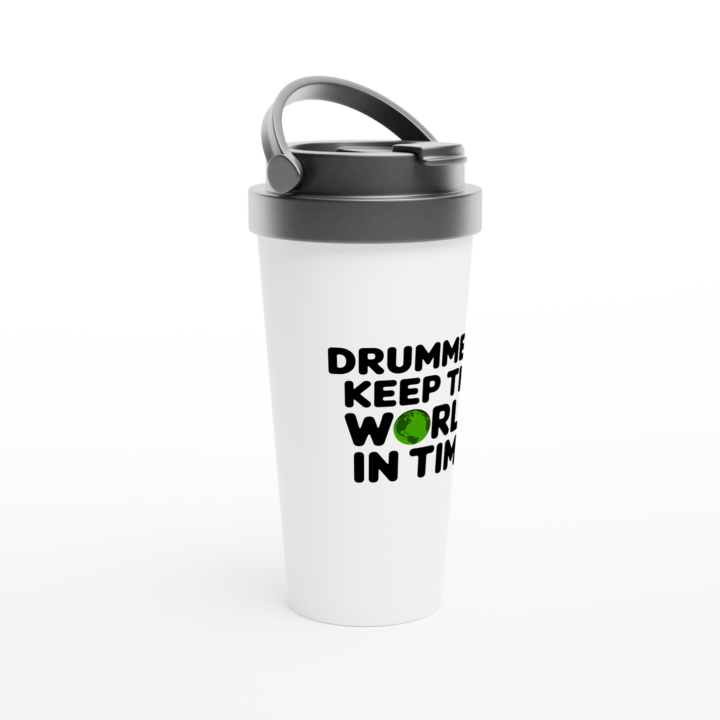 In Time - White 15oz Stainless Steel Travel Mug