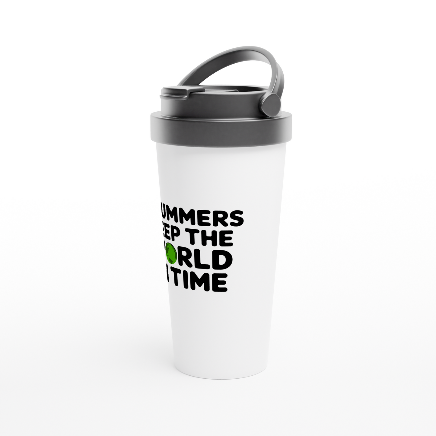 In Time - White 15oz Stainless Steel Travel Mug